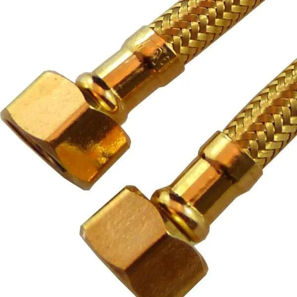 Haron B4F24G 24″ (600mm) GOLD 1/2″F x 1/2″F Stainless Steel Braided Hose - Twin Eagle Imports