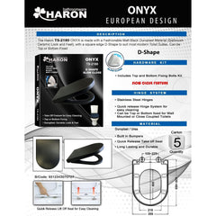 HARON Toilet Seat Haron TS-2180 ONYX (Matt Black) Slow Close Toilet Seat