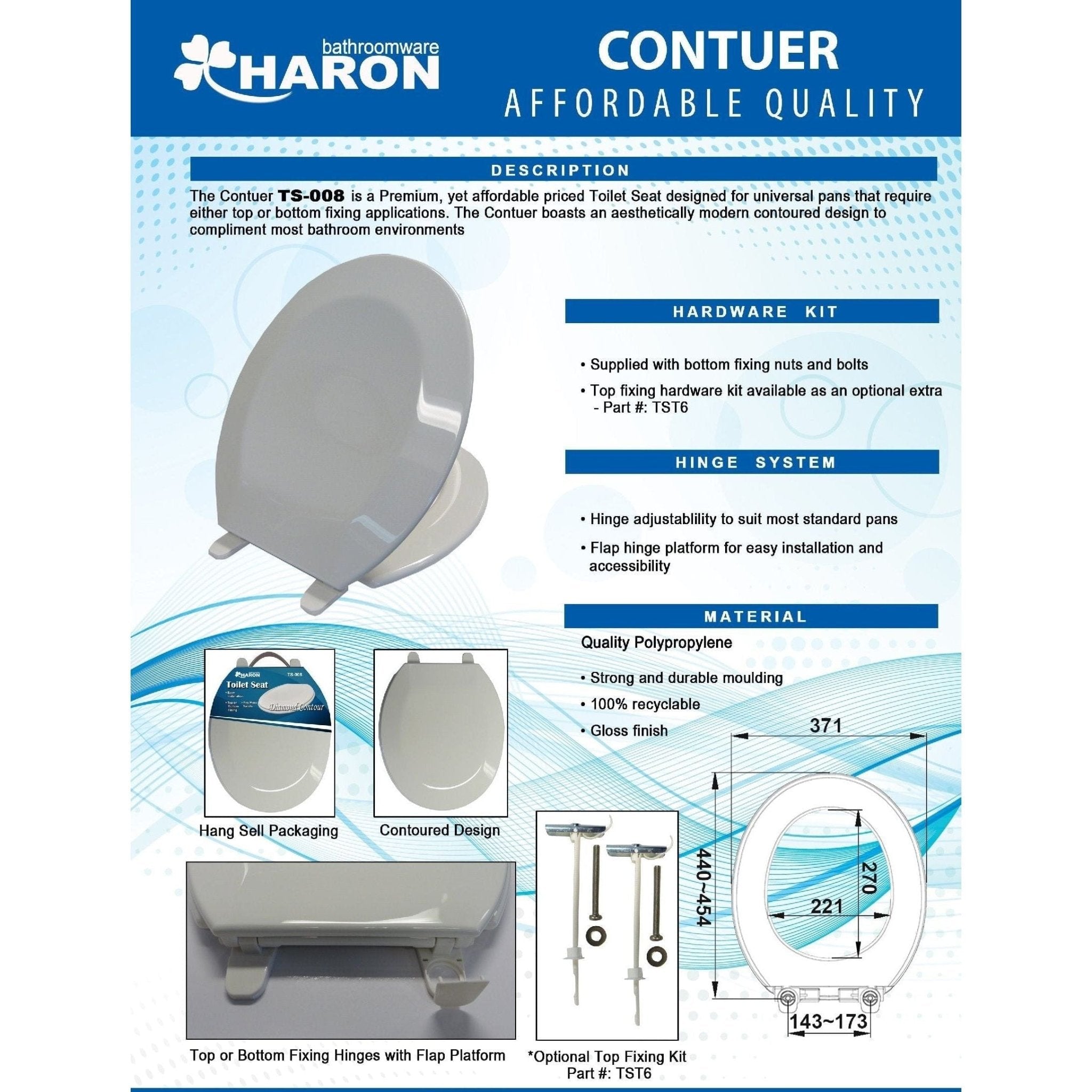 Haron TS-008 DIAMOND CONTOUR Toilet Seat - Twin Eagle Imports