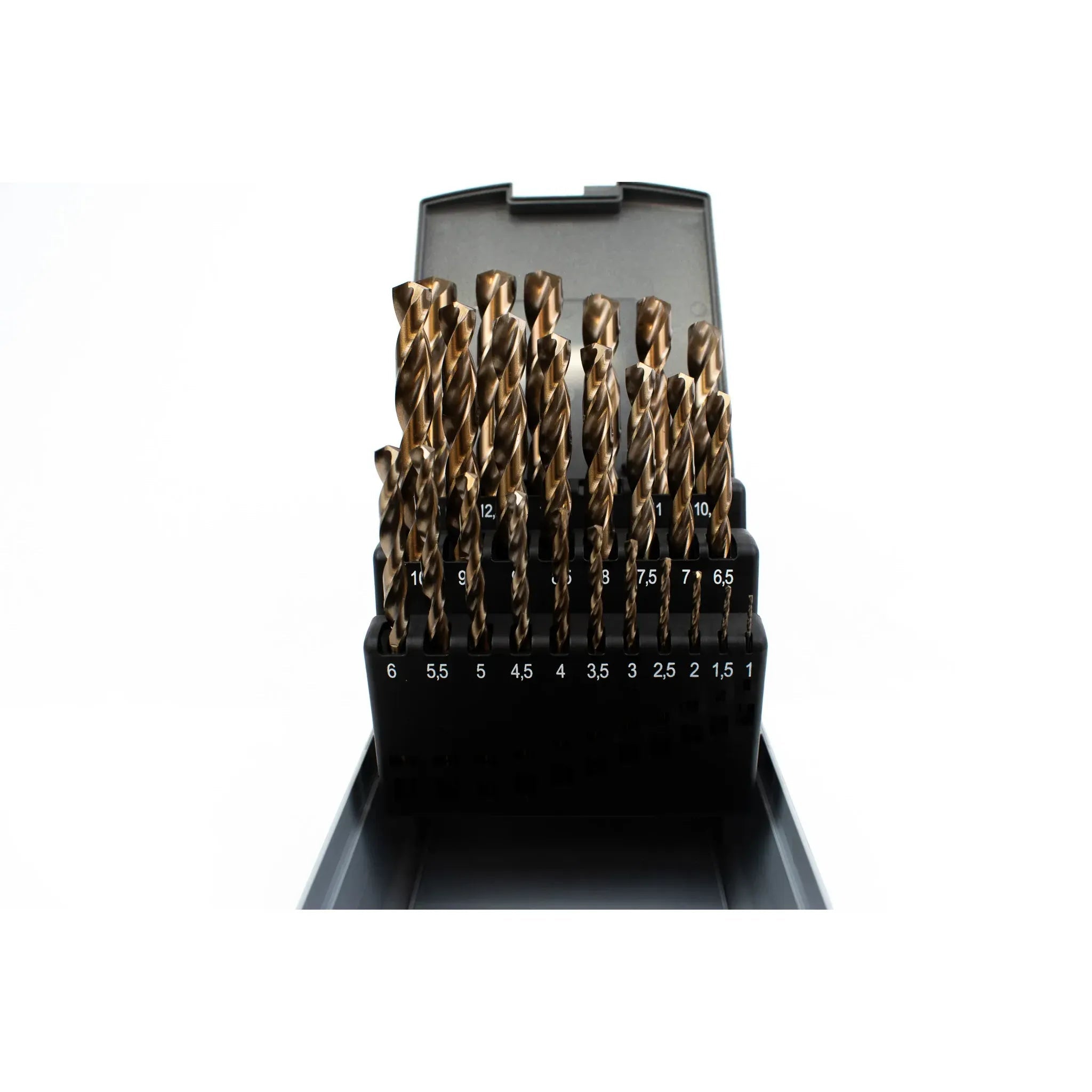 Hepyc 1–13mm HSS-Co Jobber Drill Bit Set 0.5mm Increments (25-Piece, DIN 338, Split Point) - Twin Eagle Imports