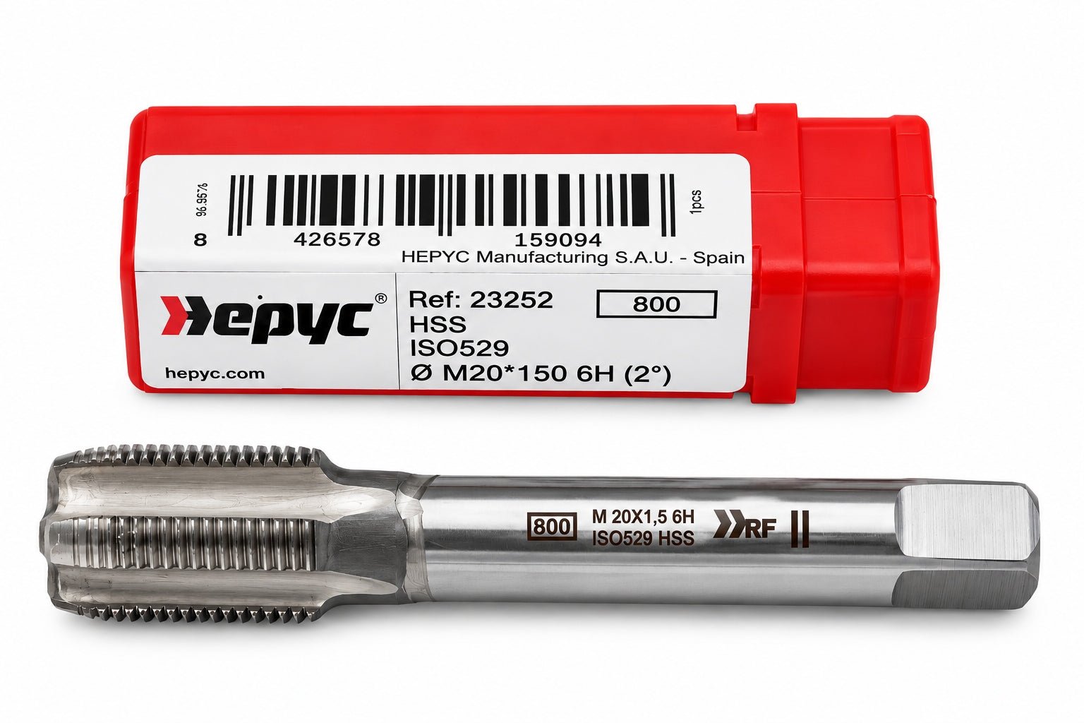 Hepyc 23252 - HSS Straight Flute Short Hand Tap (Intermediate) M20 x 1.5mm - Twin Eagle Imports