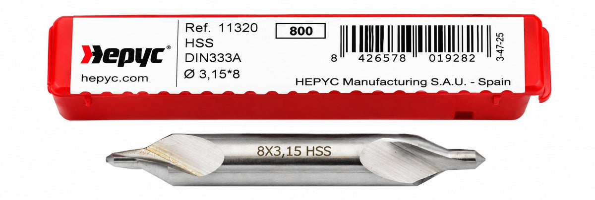Hepyc 3.15mm HSS DIN333A Centre Drill - Twin Eagle Imports