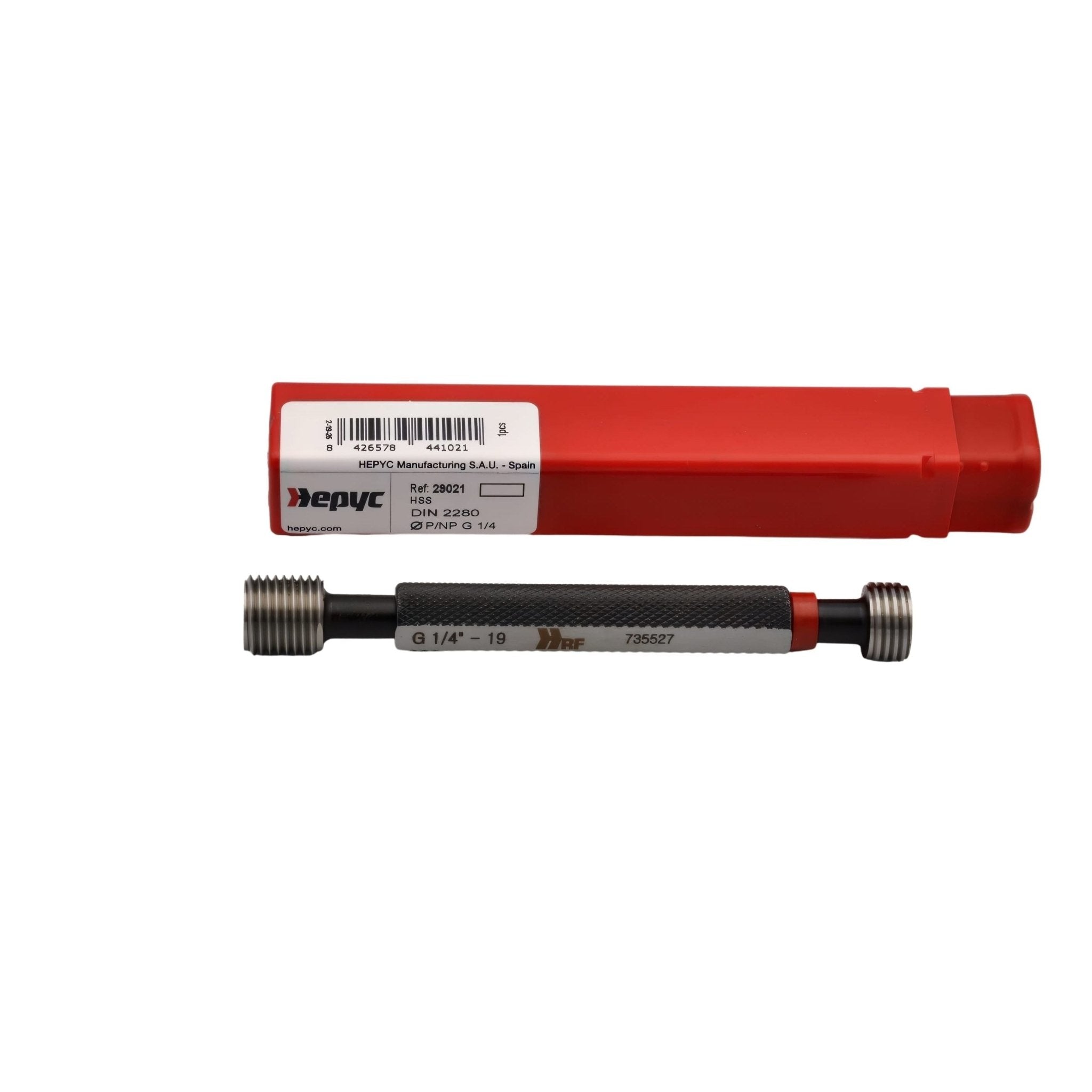 Hepyc GO / NO GO Thread Plug Gauge G 1/4-19 ISO228-2 - Twin Eagle Imports