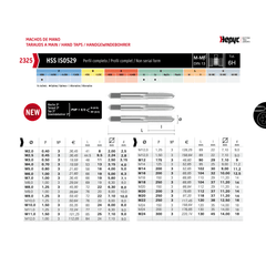 Hepyc HSS Hand Tap M3 x 0.5 ISO529 6H – Intermediate - Twin Eagle Imports