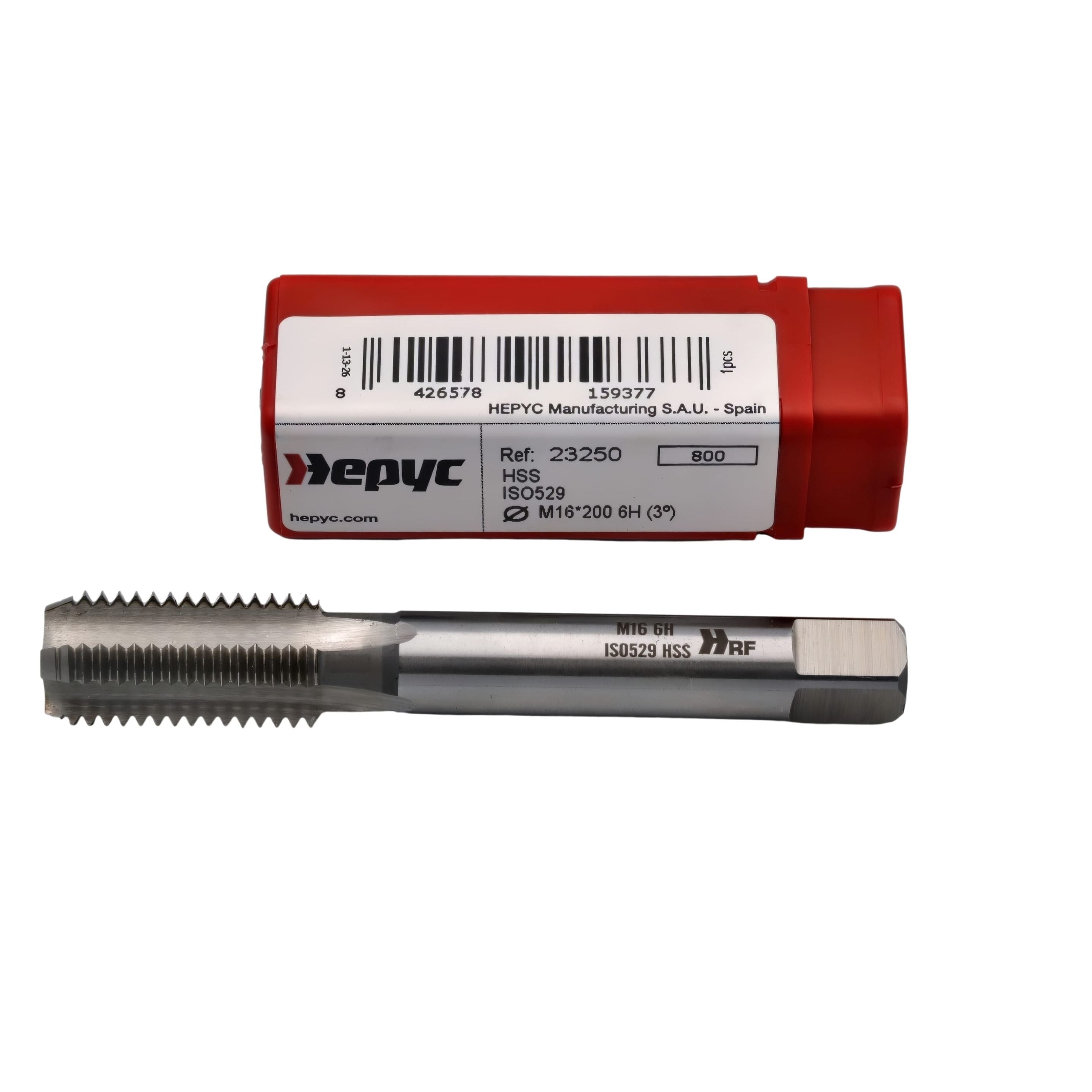 HEPYC TAPS Hepyc 23250 – M16 x 2.0mm HSS ISO529 Straight Flute Hand Tap 6H