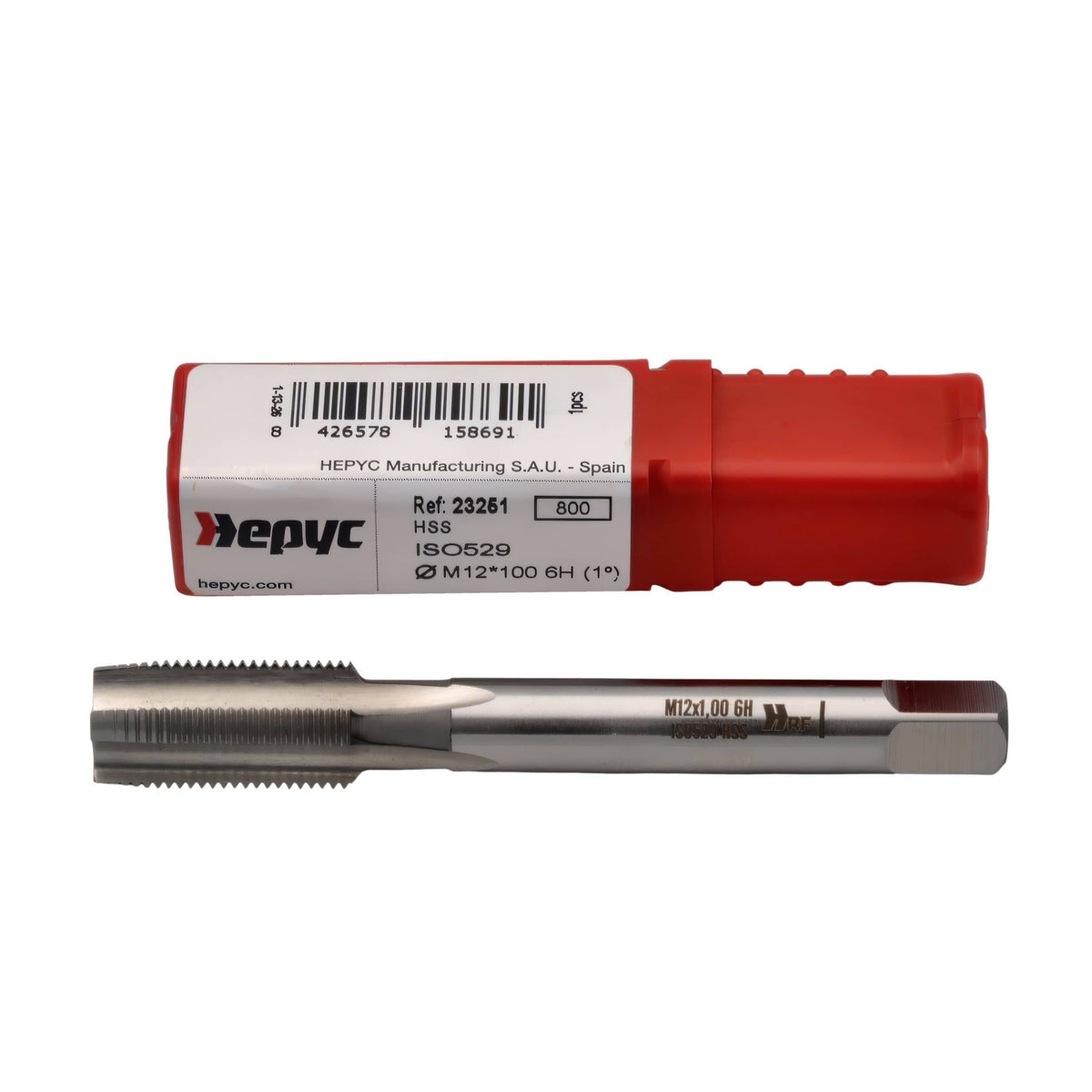 HEPYC TAPS Hepyc 23251 – M12 x 1.0mm HSS ISO529 Straight Flute Hand Tap 6H Taper