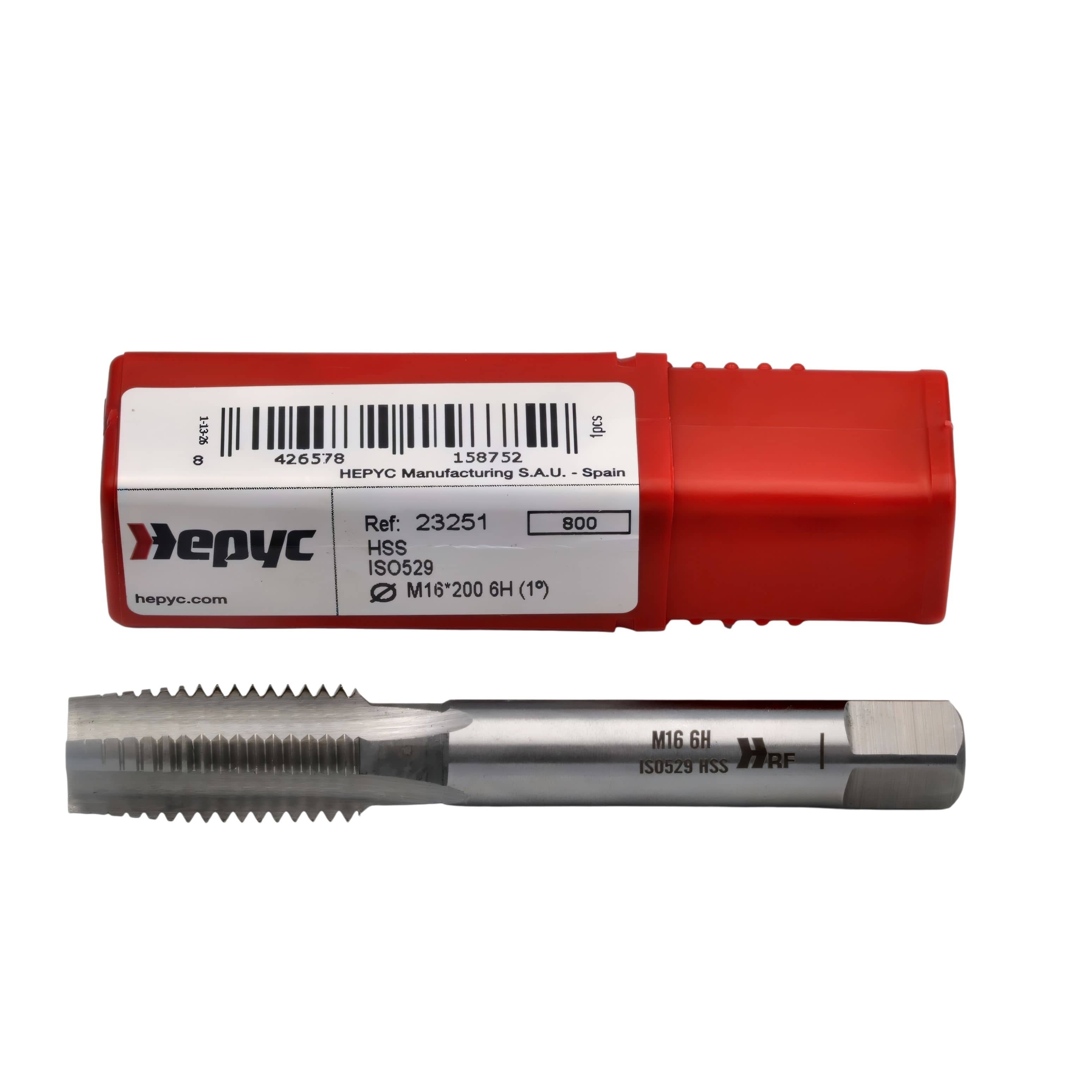 HEPYC TAPS Hepyc 23251 – M16 x 2.0mm HSS ISO529 Straight Flute Hand Tap 6H Taper