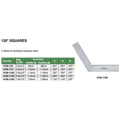 Insize 120° Square Range 50x50mm Series 4706-150 - Twin Eagle Imports