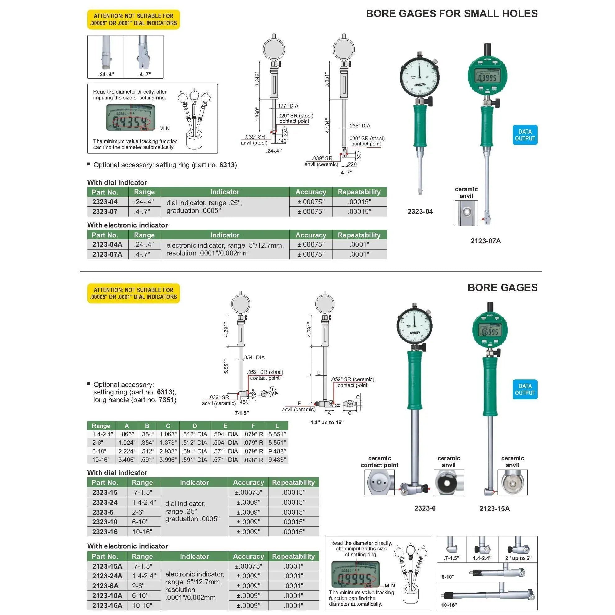 Insize 2"-6" Bore Gauge Series 2323-6 - Twin Eagle Imports