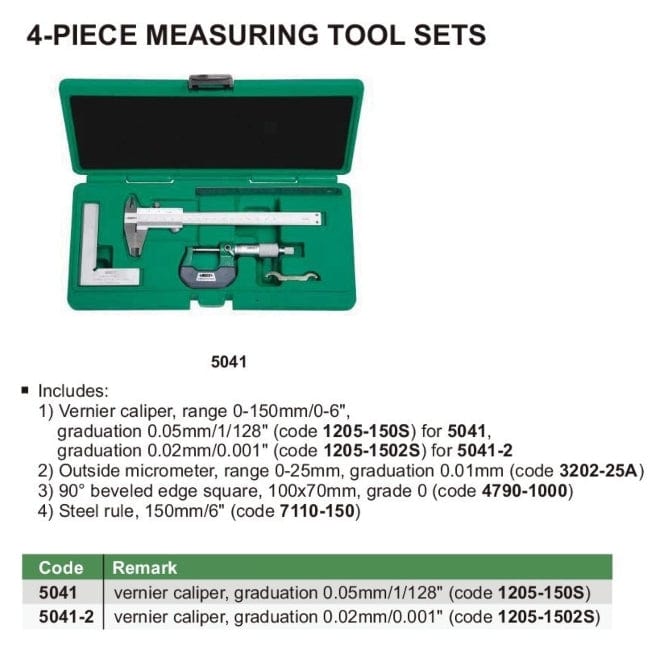 Insize 4pc Measuring Tool Set Series 5041 - Twin Eagle Imports