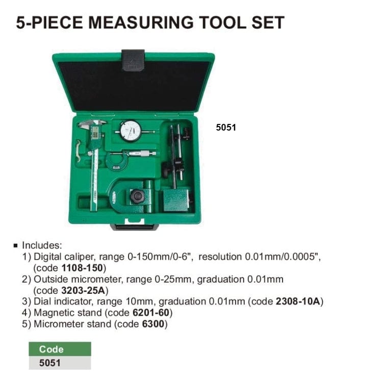 Insize 5pc Measuring Tool Set Series 5051 - Twin Eagle Imports