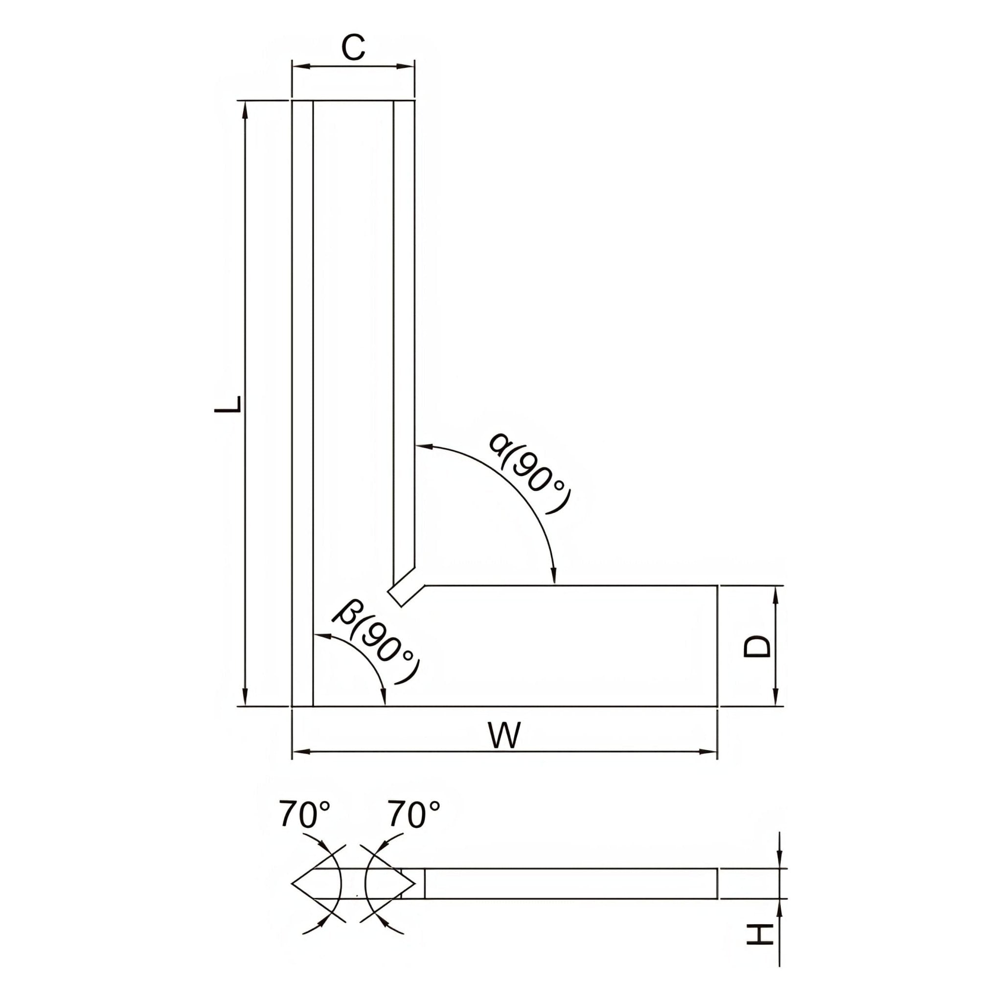 Insize 90° Bevelled Edge Square 150x100mm Range Series 4790-0150 - Twin Eagle Imports
