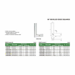 Insize 90° Bevelled Edge Square 250x165mm Range Series 4790-0250 - Twin Eagle Imports