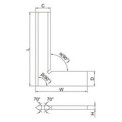 Insize 90° Bevelled Edge Square 250x165mm Range Series 4790-0250 - Twin Eagle Imports