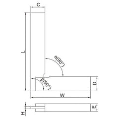 Insize 90° Flat Edge Square 100x70mm Range Series 4792-100 - Twin Eagle Imports