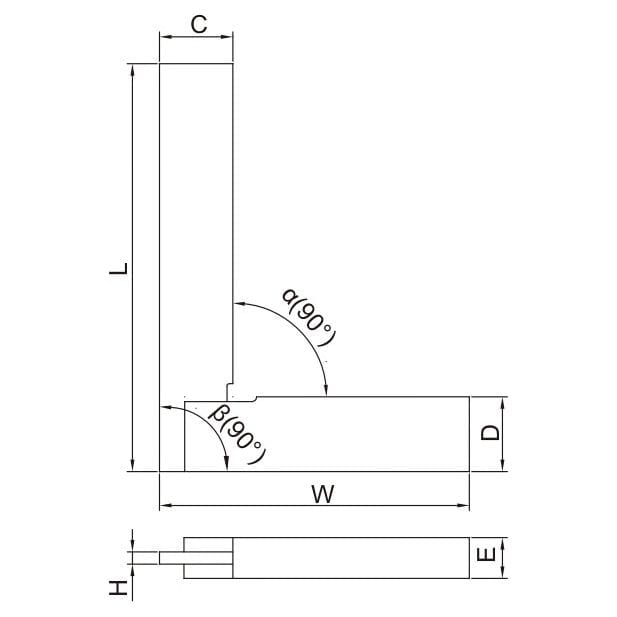 Insize 90° Flat Edge Square 200x130mm Range Series 4792-200 - Twin Eagle Imports