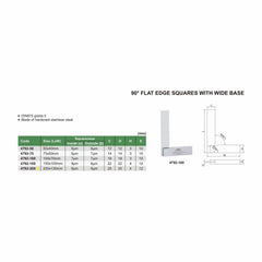 Insize 90° Flat Edge Square 200x130mm Range Series 4792-200 - Twin Eagle Imports