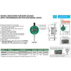 Insize Bore Gauge Digital Indicator 12.7mm/0.5" Range Series 2108-10F - Twin Eagle Imports