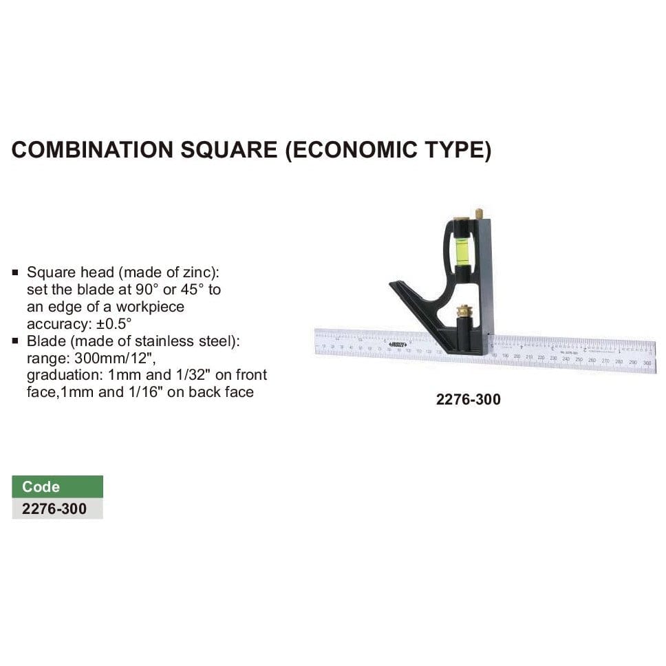 Insize Combination Square 300mm Range Series 2276-300 - Twin Eagle Imports