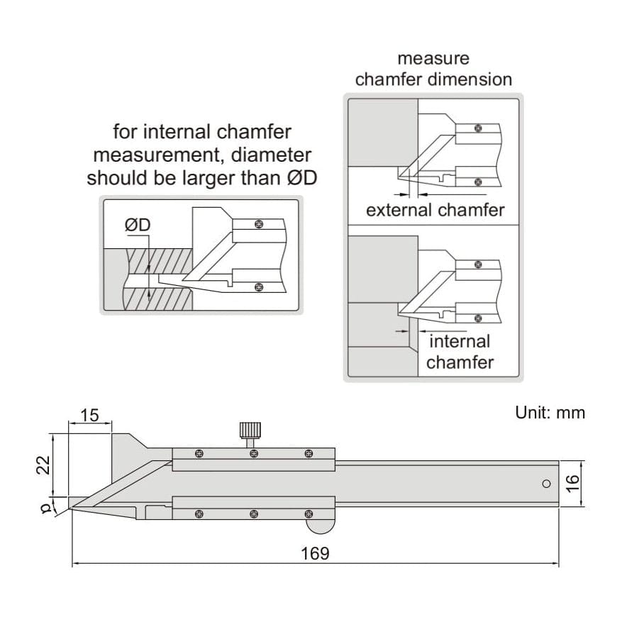 Insize Conventional Chamfer Gauge 0-6mm Range Series 1267-6 - Twin Eagle Imports