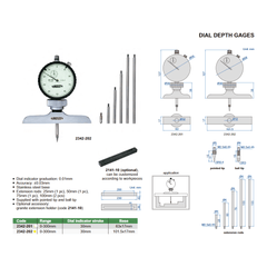 Insize Dial Depth Gauge 0-300mm x 0.01mm Range Series 2342-202 - Twin Eagle Imports