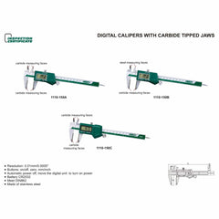 Insize Digital Caliper TCT 0-150mm/0-6" Range Series 1110-150A - Twin Eagle Imports
