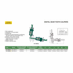 Insize Digital Gear Tooth Caliper 5-50mm x 0.01mm Range Series 1181-M50A - Twin Eagle Imports