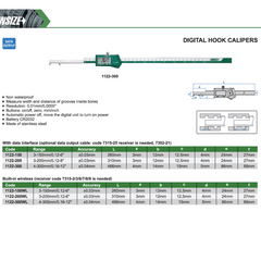 Insize Digital Hook Caliper 0.12-8" / 3–200mm Range Series 1122-200 - Twin Eagle Imports