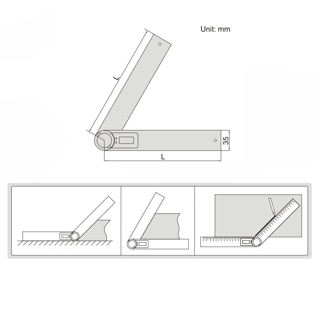 Insize Digital Protractor 200mm 0-360° Range Series 2176-200 - Twin Eagle Imports
