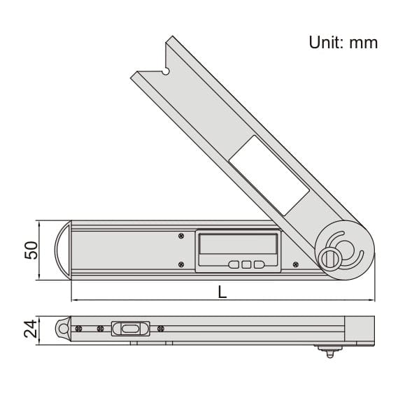 Insize Digital Protractor 250mm 0-360° Range Series 2171-250 - Twin Eagle Imports
