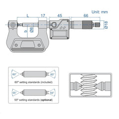 Insize Digital Screw Thread Micrometer 25-50mm Range Series 3581-50A - Twin Eagle Imports