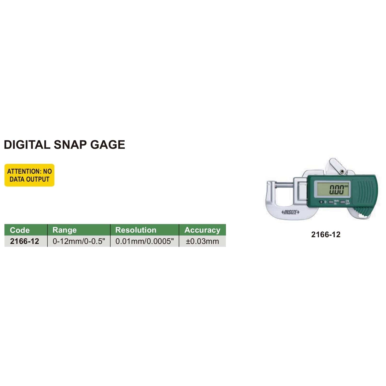 Insize Digital Snap Gauge 0-12mm/0-0.5" Range Series 2166-12 - Twin Eagle Imports