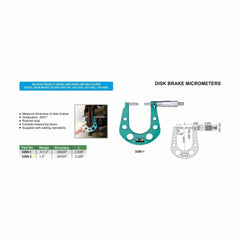 Insize Disc Brake Micrometer 1-2" Range Series 3288-2 - Twin Eagle Imports