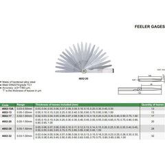Insize Feeler Gauge 13pc Set 0.05-1mm Range Series 4602-13 - Twin Eagle Imports