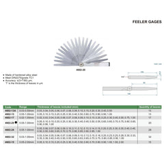 Insize Feeler Gauge 20pc Set 0.05-1mm Range Series 4602-20 - Twin Eagle Imports