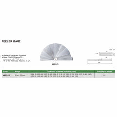 Insize Feeler Gauge Set 0.04-1mm Range Series 4601-25 - Twin Eagle Imports