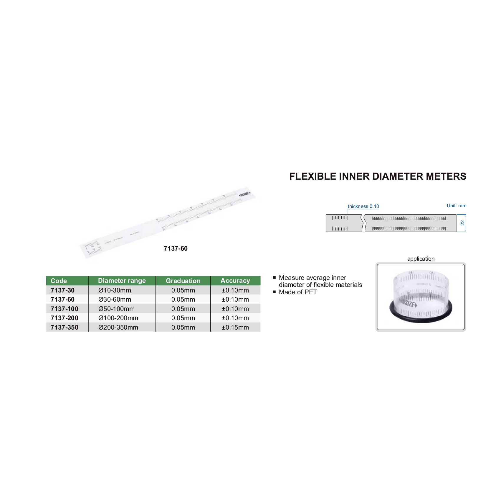 Insize Flexible Inner Diameter Meter 100–200 mm Range Series 7137-200 - Twin Eagle Imports