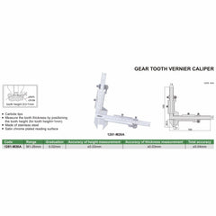 Insize Gear Tooth Vernier Caliper Range Series 1281-M26A - Twin Eagle Imports