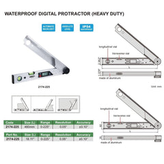 Insize Heavy Duty Digital Protractor 460mm/ 18.11" Range Series 2174-225 - Twin Eagle Imports
