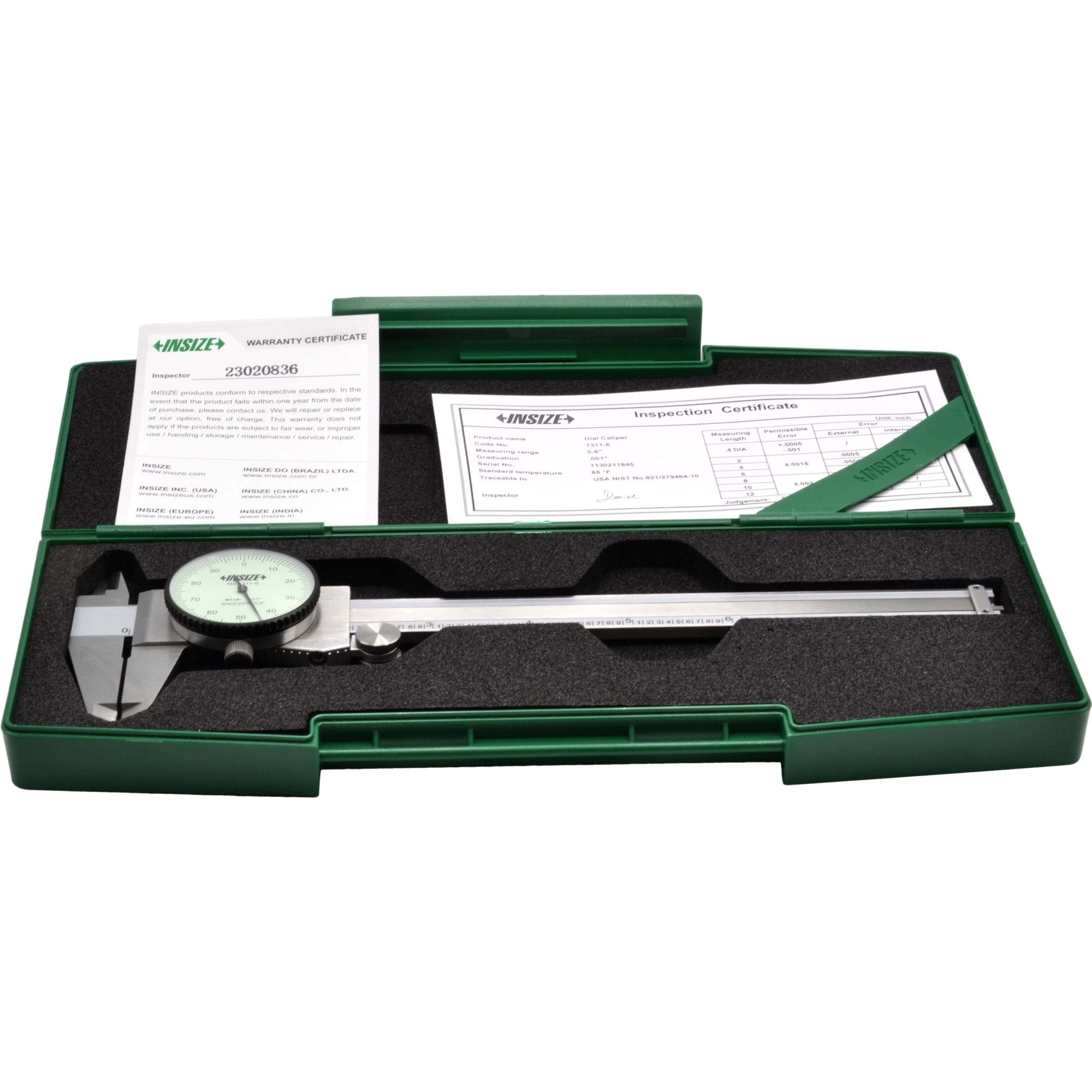 INSIZE Imperial Dial Caliper 0-6" Range Series 1311-6 - Twin Eagle Imports