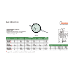Insize Imperial Lug Back Dial Indicator 1" Range Series 2307-105 - Twin Eagle Imports
