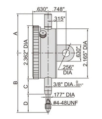 Insize Imperial Lug Back Dial Indicator 1" Range Series 2307-105 - Twin Eagle Imports