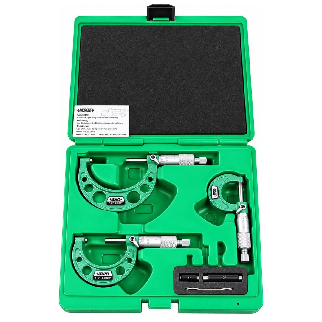 Insize Imperial Outside Micrometer Set 0-3" Range Series 3203-33A - Twin Eagle Imports