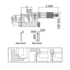 Insize Interchangeable Anvil Micrometer 1-2" Range Series 3262-2 - Twin Eagle Imports