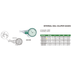 Insize Internal Dial Caliper Gauge 0.2-1" Range Series 2222-E10 - Twin Eagle Imports