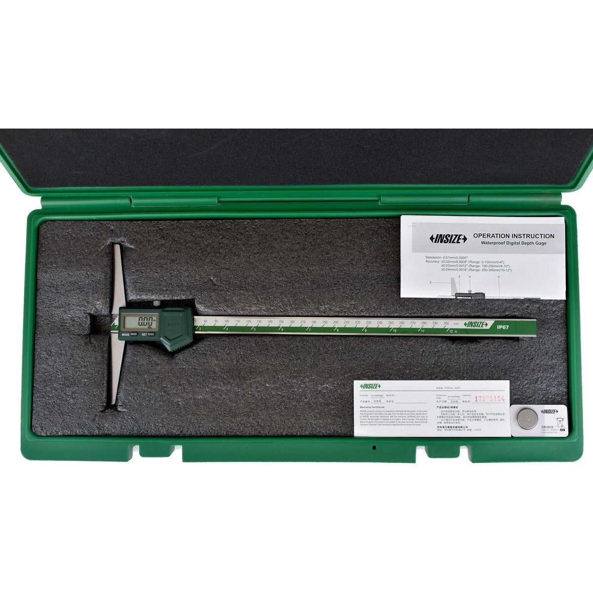 Insize IP67 Digital Depth Gauge 0-300mm / 0-12" Range Series 1149-300 - Twin Eagle Imports