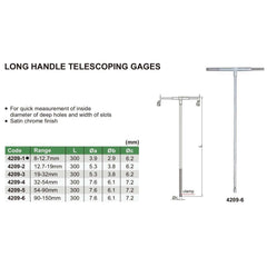 Insize Long Handle Telescopic Gauge 8-12.7mm Range Series 4209-1 - Twin Eagle Imports