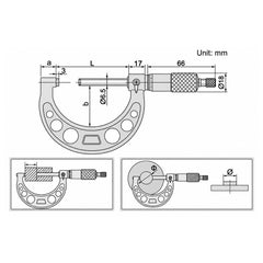 Insize Long Spindle Outside Micrometer 0-25mm Range Series 3209-25 - Twin Eagle Imports