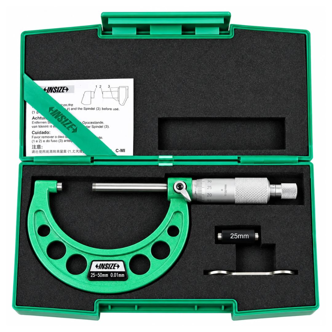 Insize Long Spindle Outside Micrometer 25-50mm Range Series 3209-50 - Twin Eagle Imports