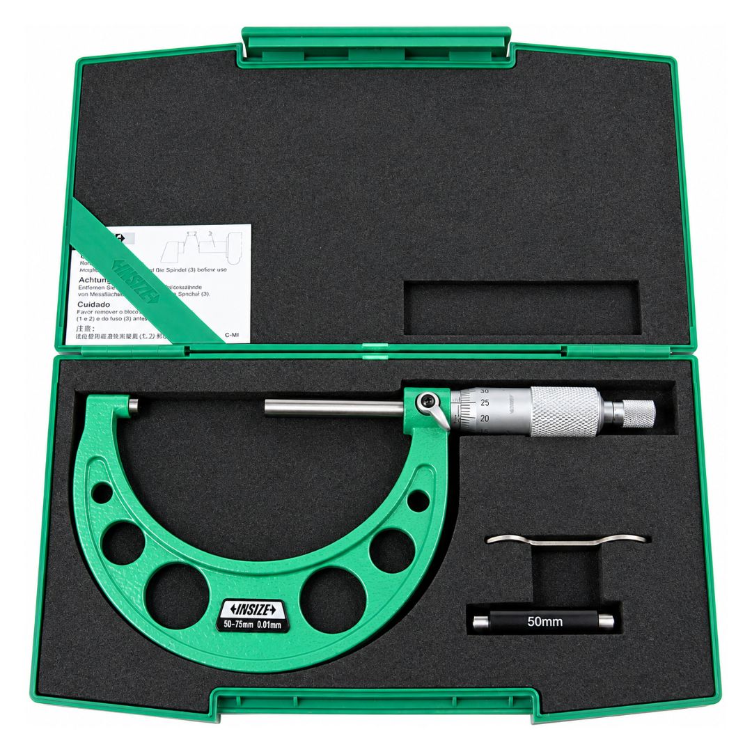 Insize Long Spindle Outside Micrometer 50-75mm Range Series 3209-75 - Twin Eagle Imports